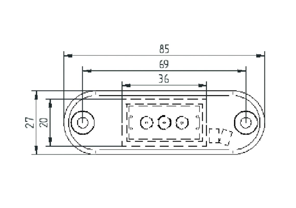 LED marking light (3 or 6 LED) for buses and coaches